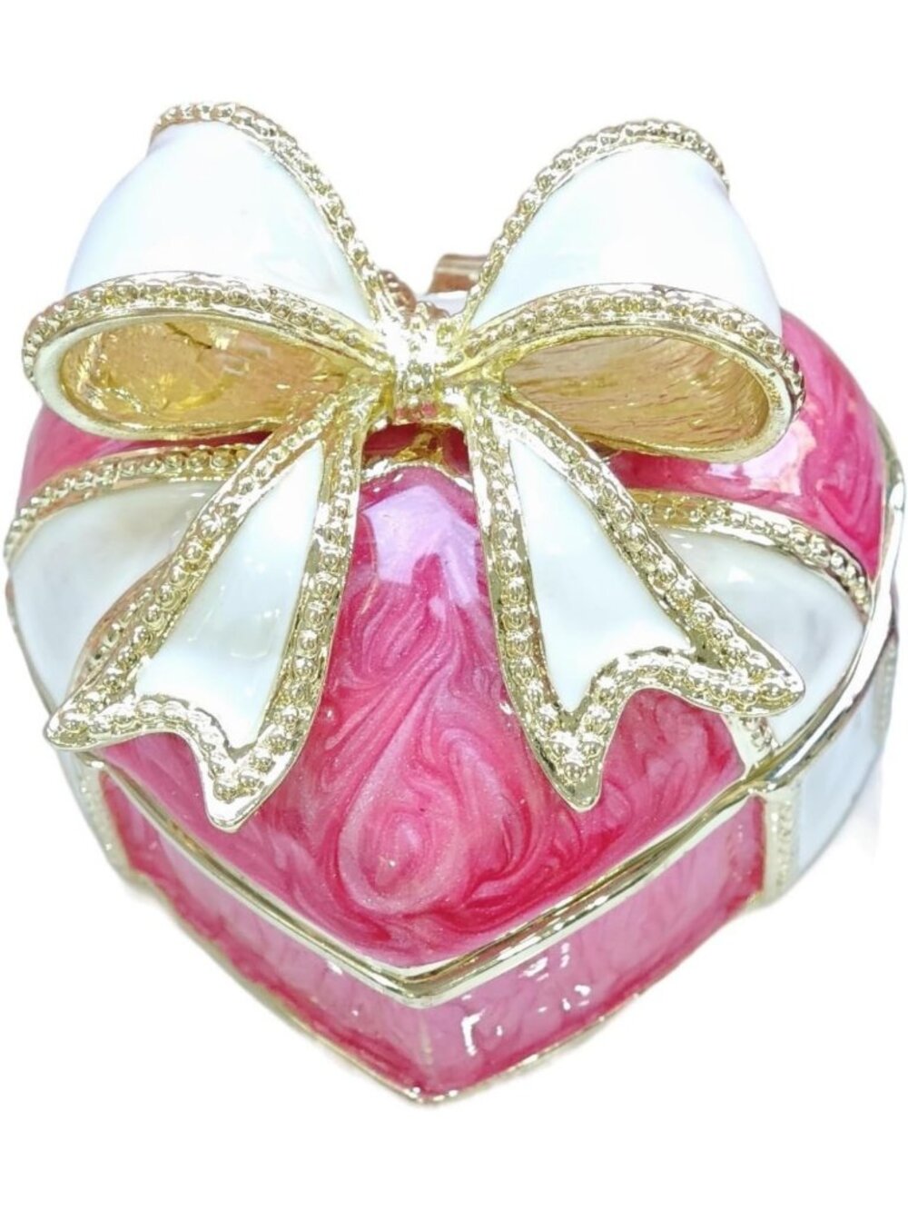 Vintage Mini Trinket Box - Hinged Enameled Jewelry Organizer, Heart Shape Gift
